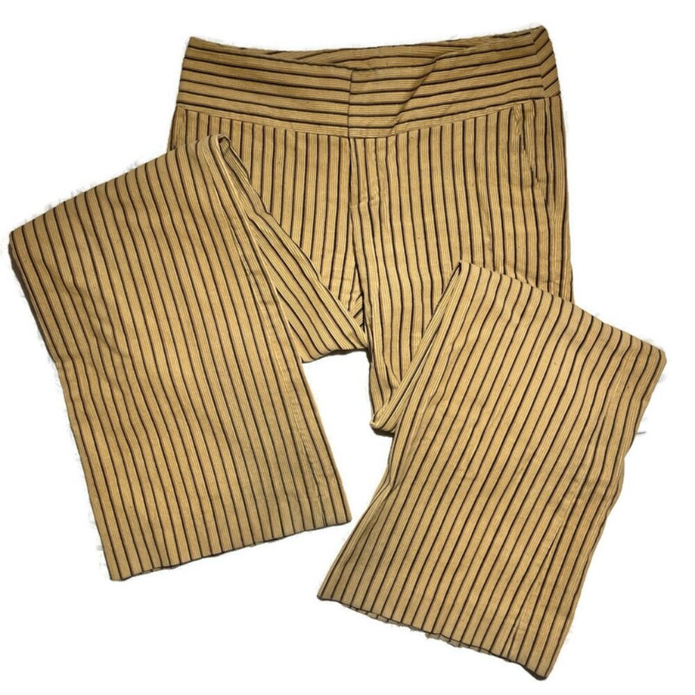 Vtg 90s Y2K black tan corduroy stripe wide leg flare pants Clueless goth grunge - Picture 1 of 6
